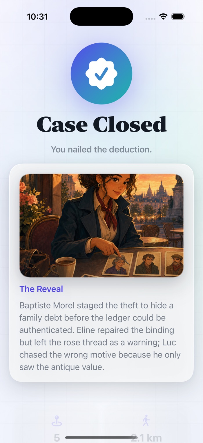 Case closed screen with the reveal